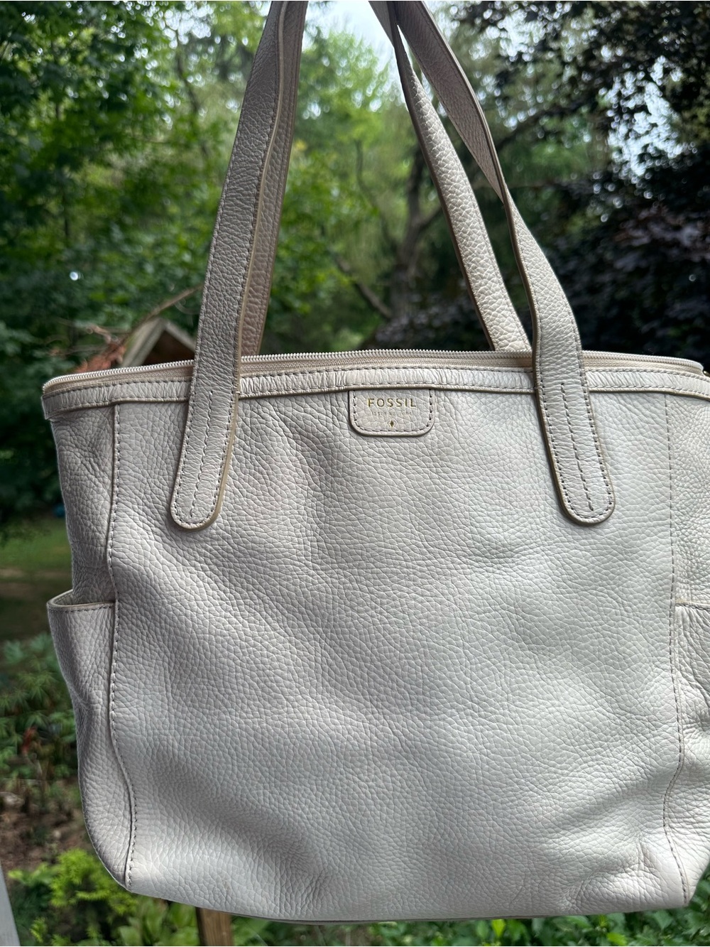 Fossil Mimi Ivory Pebbled Leather Tote